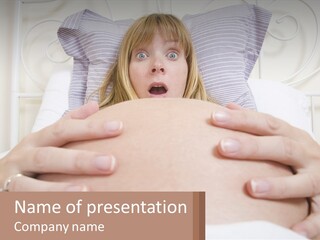 A Pregnant Woman Laying In Bed With Her Hands On Her Belly PowerPoint Template
