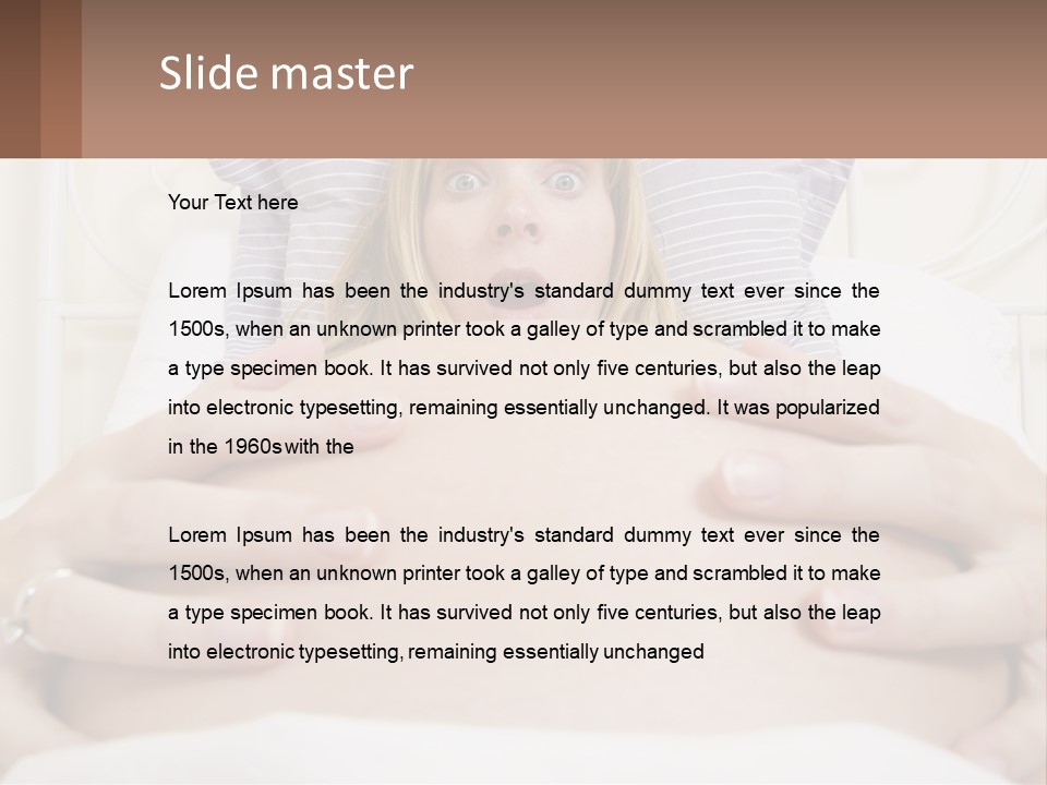 A Pregnant Woman Laying In Bed With Her Hands On Her Belly PowerPoint Template