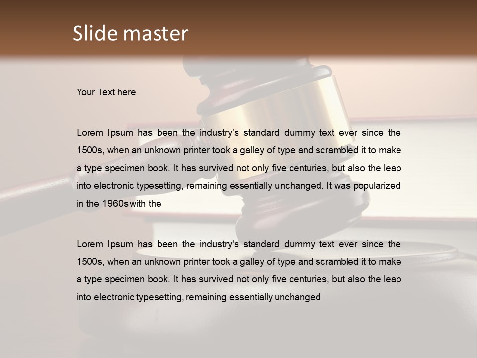 A Judge's Gaven On Top Of A Table With Books PowerPoint Template