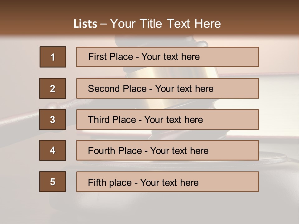 A Judge's Gaven On Top Of A Table With Books PowerPoint Template