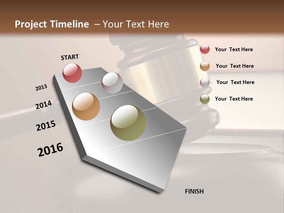 A Judge's Gaven On Top Of A Table With Books PowerPoint Template