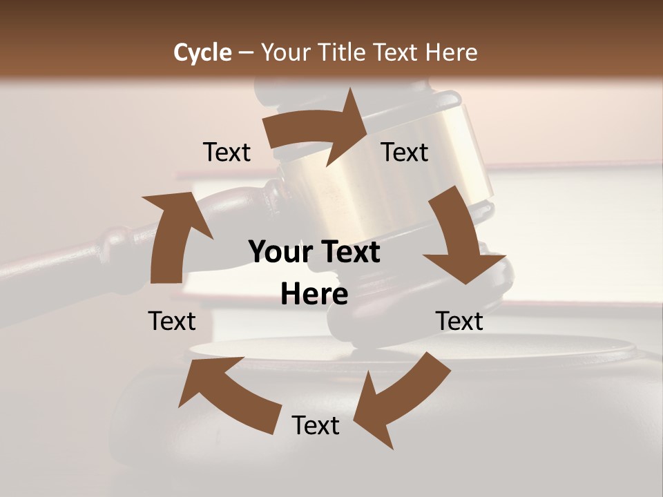A Judge's Gaven On Top Of A Table With Books PowerPoint Template
