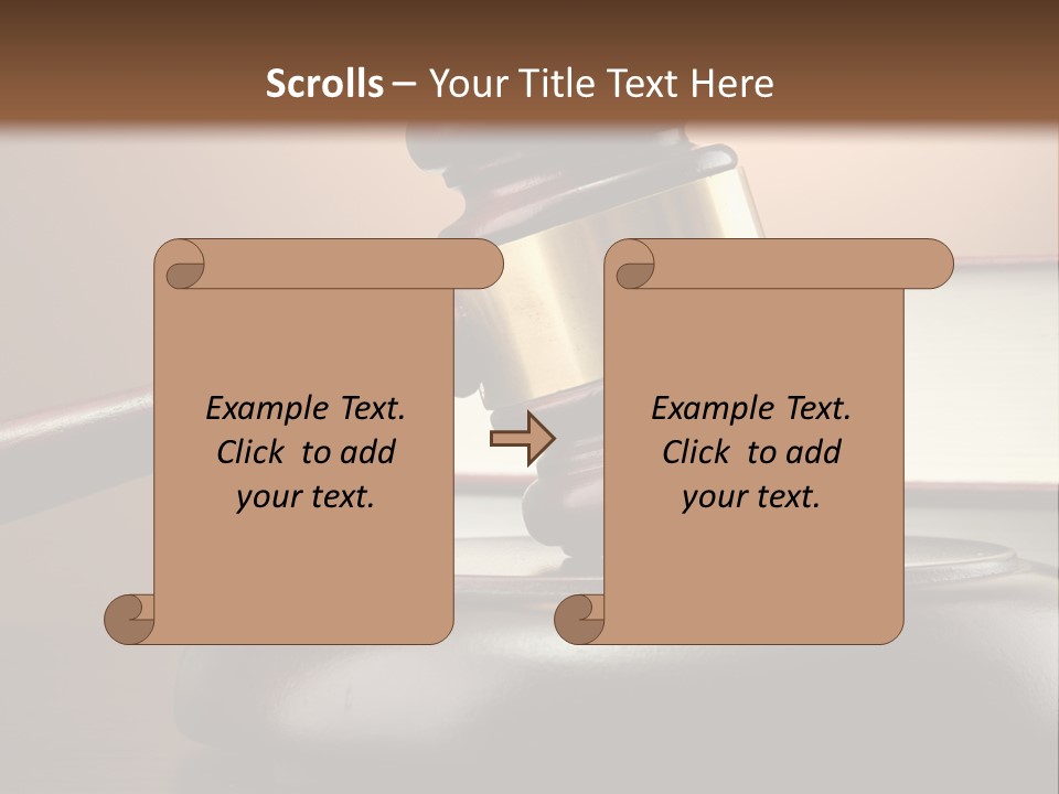 A Judge's Gaven On Top Of A Table With Books PowerPoint Template