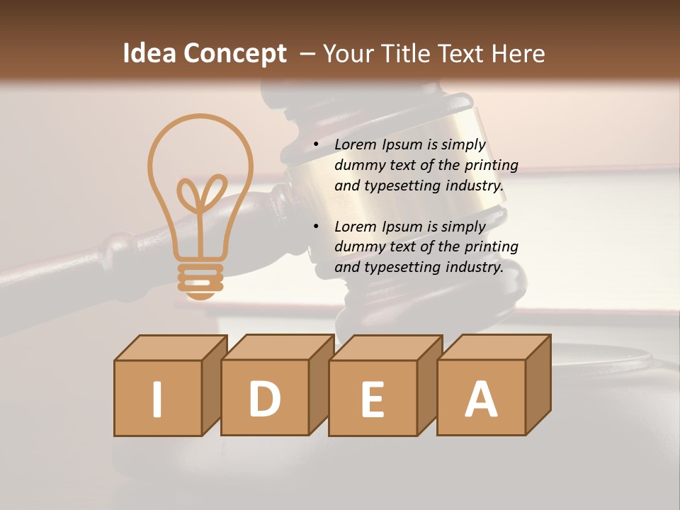 A Judge's Gaven On Top Of A Table With Books PowerPoint Template