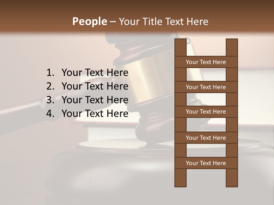 A Judge's Gaven On Top Of A Table With Books PowerPoint Template