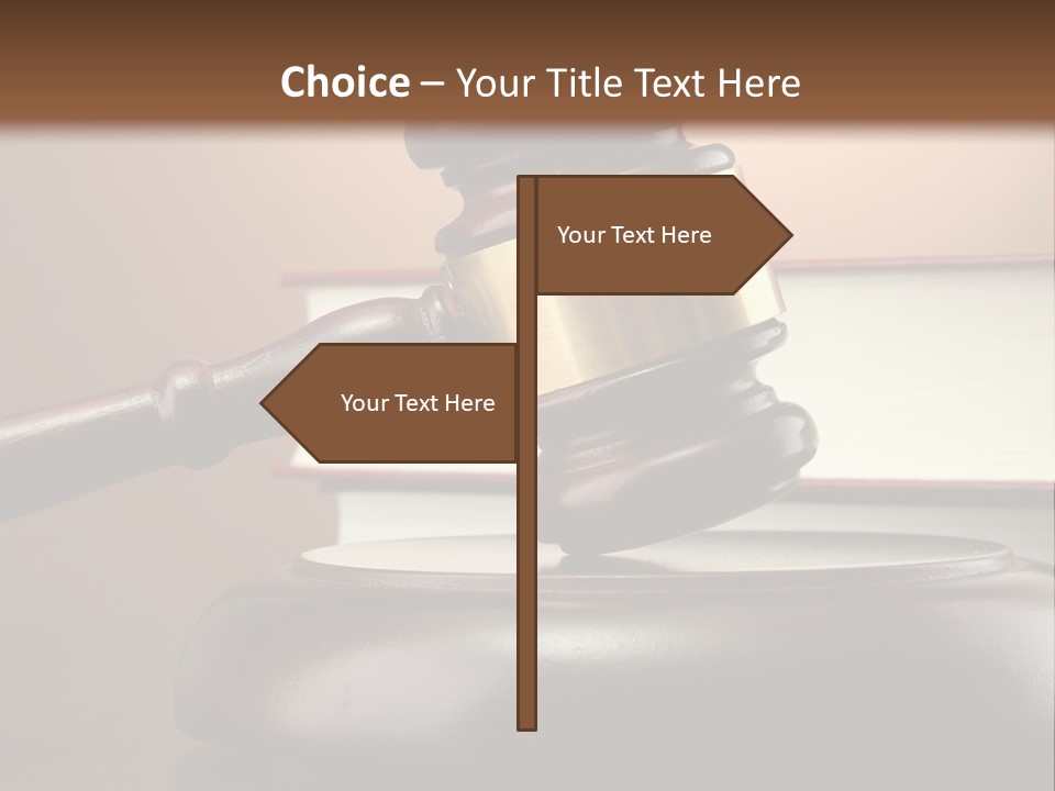 A Judge's Gaven On Top Of A Table With Books PowerPoint Template