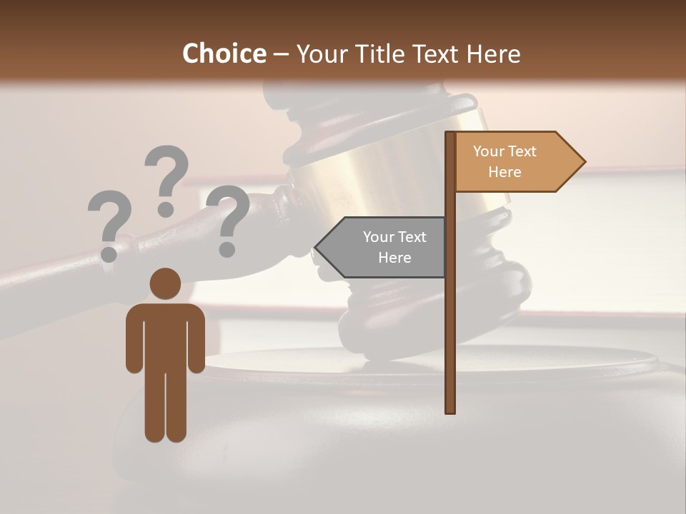 A Judge's Gaven On Top Of A Table With Books PowerPoint Template