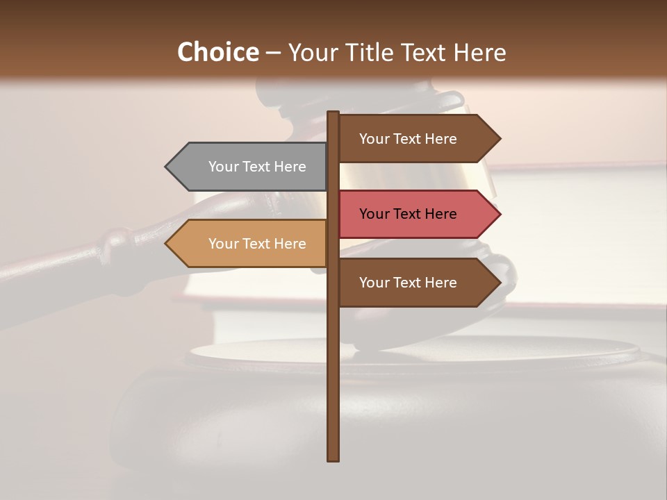 A Judge's Gaven On Top Of A Table With Books PowerPoint Template