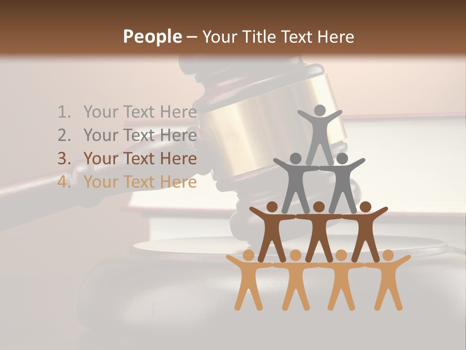 A Judge's Gaven On Top Of A Table With Books PowerPoint Template