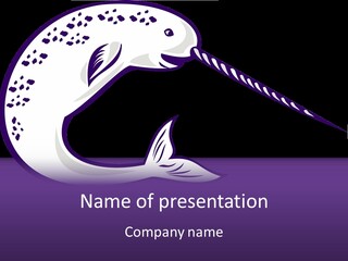 A Purple And White Fish With A Hook In It's Mouth PowerPoint Template