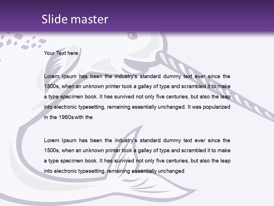 A Purple And White Fish With A Hook In It's Mouth PowerPoint Template