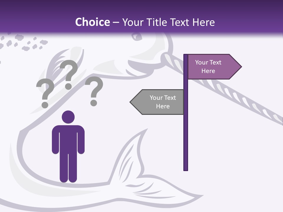 A Purple And White Fish With A Hook In It's Mouth PowerPoint Template
