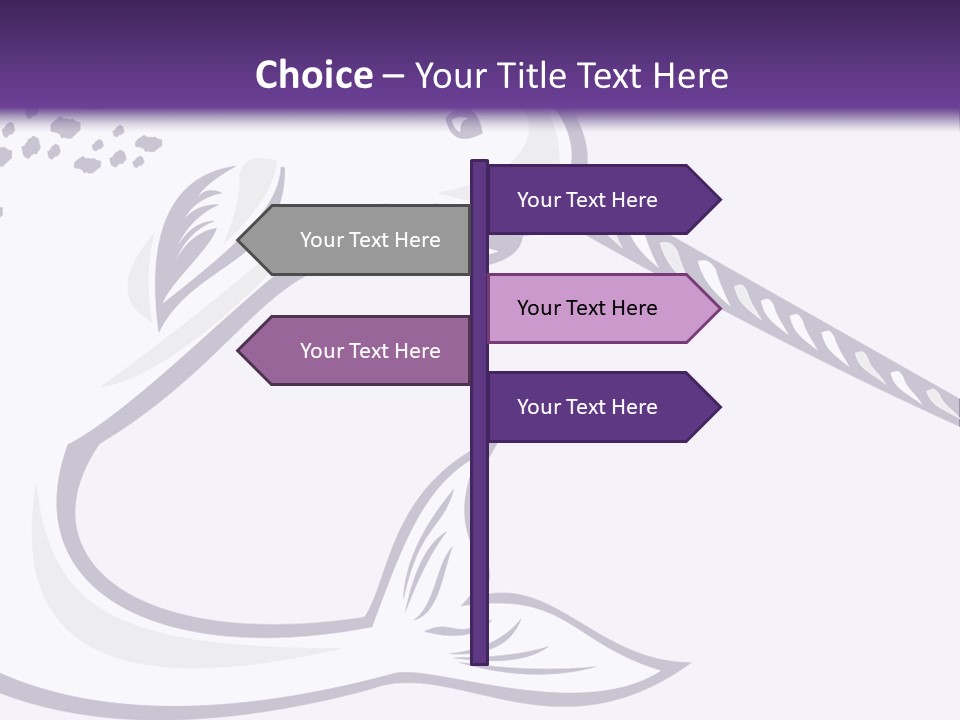 A Purple And White Fish With A Hook In It's Mouth PowerPoint Template