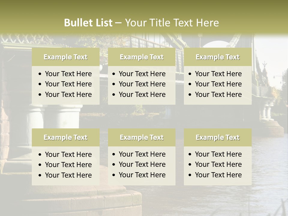 A Bridge Over A Body Of Water With A Building In The Background PowerPoint Template