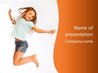A Young Girl Jumping Up In The Air PowerPoint Template