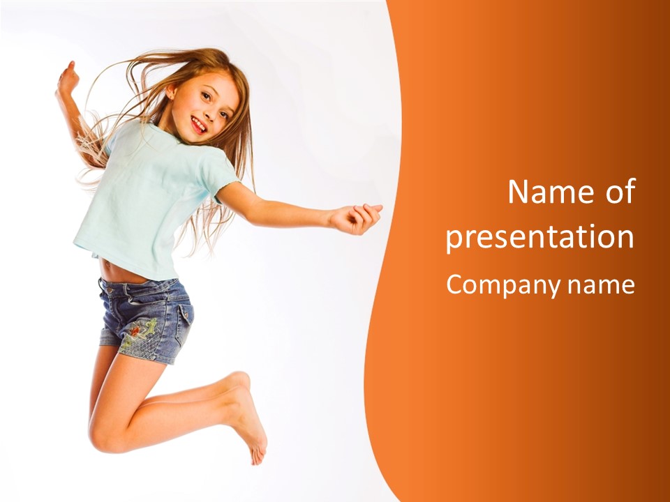 A Young Girl Jumping Up In The Air PowerPoint Template