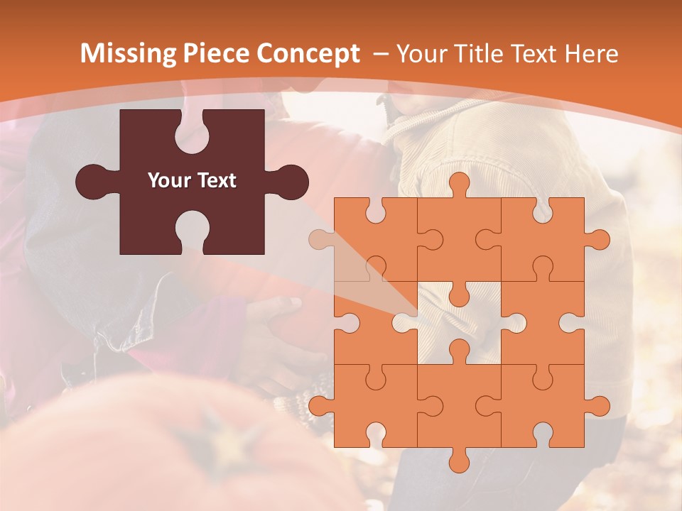 Two Children With Pumpkins Powerpoint Template PowerPoint Template