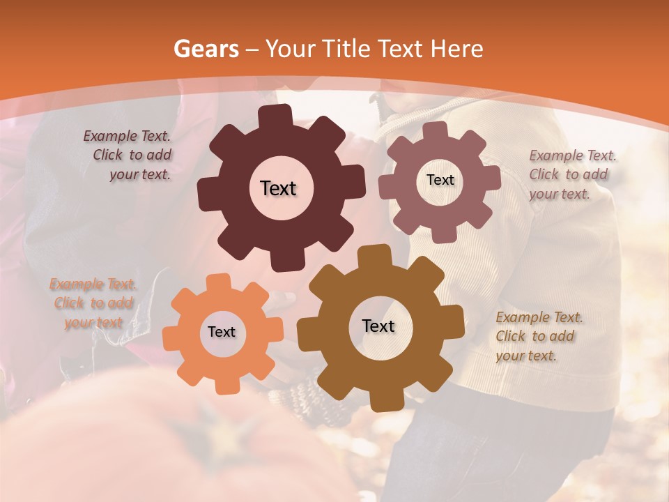 Two Children With Pumpkins Powerpoint Template PowerPoint Template