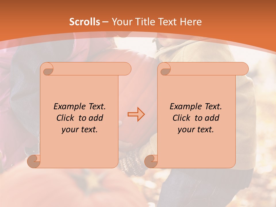 Two Children With Pumpkins Powerpoint Template PowerPoint Template