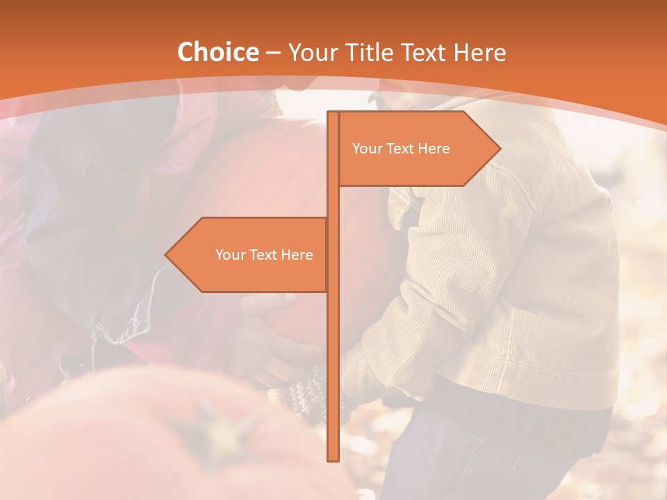 Two Children With Pumpkins Powerpoint Template PowerPoint Template