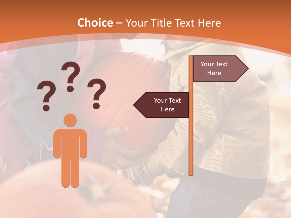 Two Children With Pumpkins Powerpoint Template PowerPoint Template