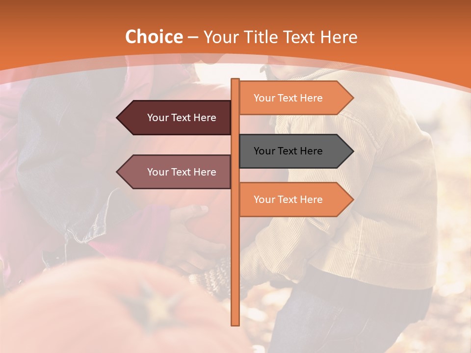 Two Children With Pumpkins Powerpoint Template PowerPoint Template