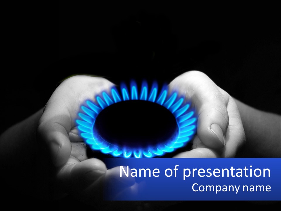 A Person Holding A Blue Flame In Their Hands PowerPoint Template