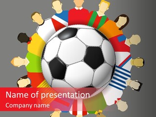 A Group Of People Standing Around A Soccer Ball PowerPoint Template