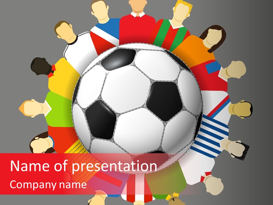 A Group Of People Standing Around A Soccer Ball PowerPoint Template