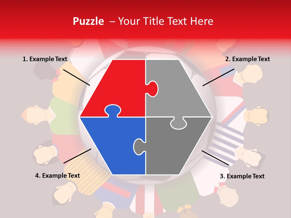 A Group Of People Standing Around A Soccer Ball PowerPoint Template