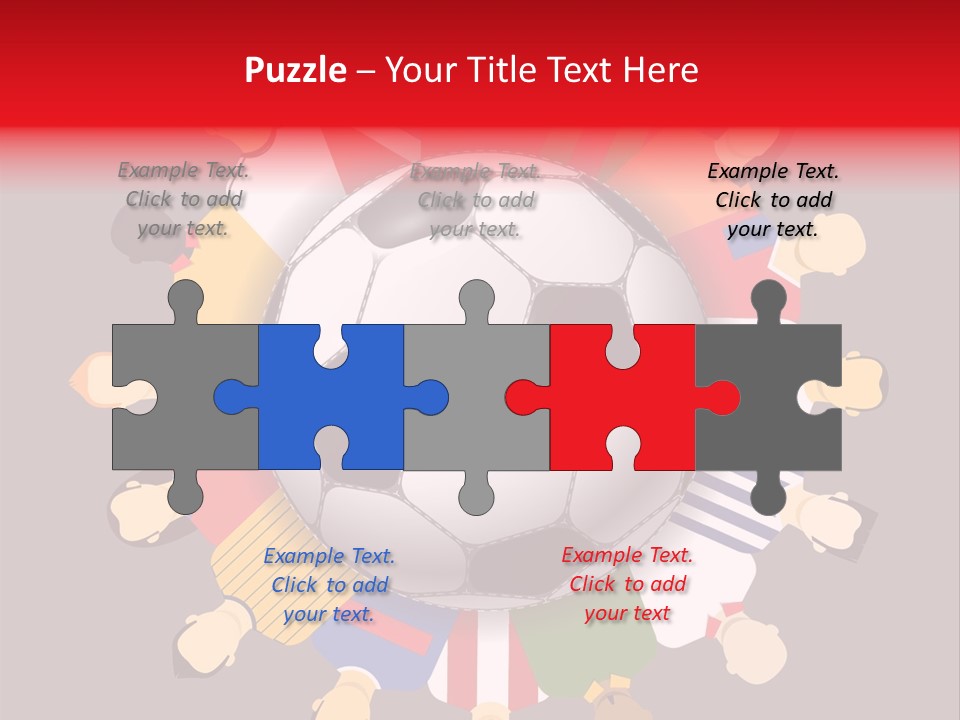 A Group Of People Standing Around A Soccer Ball PowerPoint Template