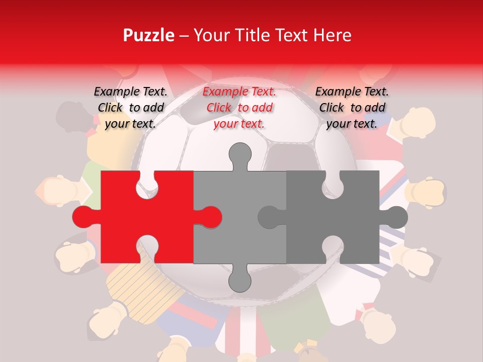 A Group Of People Standing Around A Soccer Ball PowerPoint Template