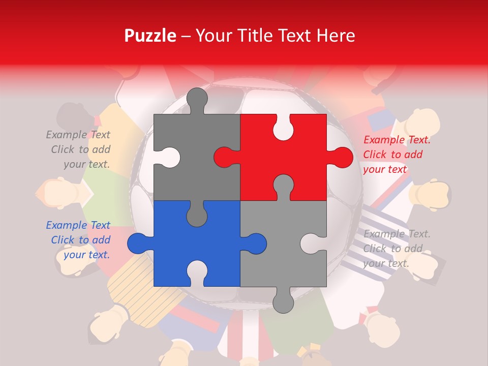 A Group Of People Standing Around A Soccer Ball PowerPoint Template