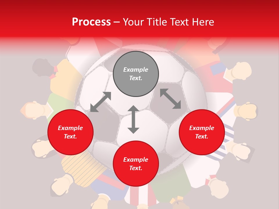 A Group Of People Standing Around A Soccer Ball PowerPoint Template