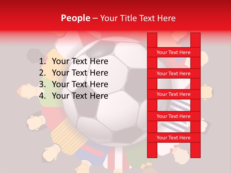A Group Of People Standing Around A Soccer Ball PowerPoint Template