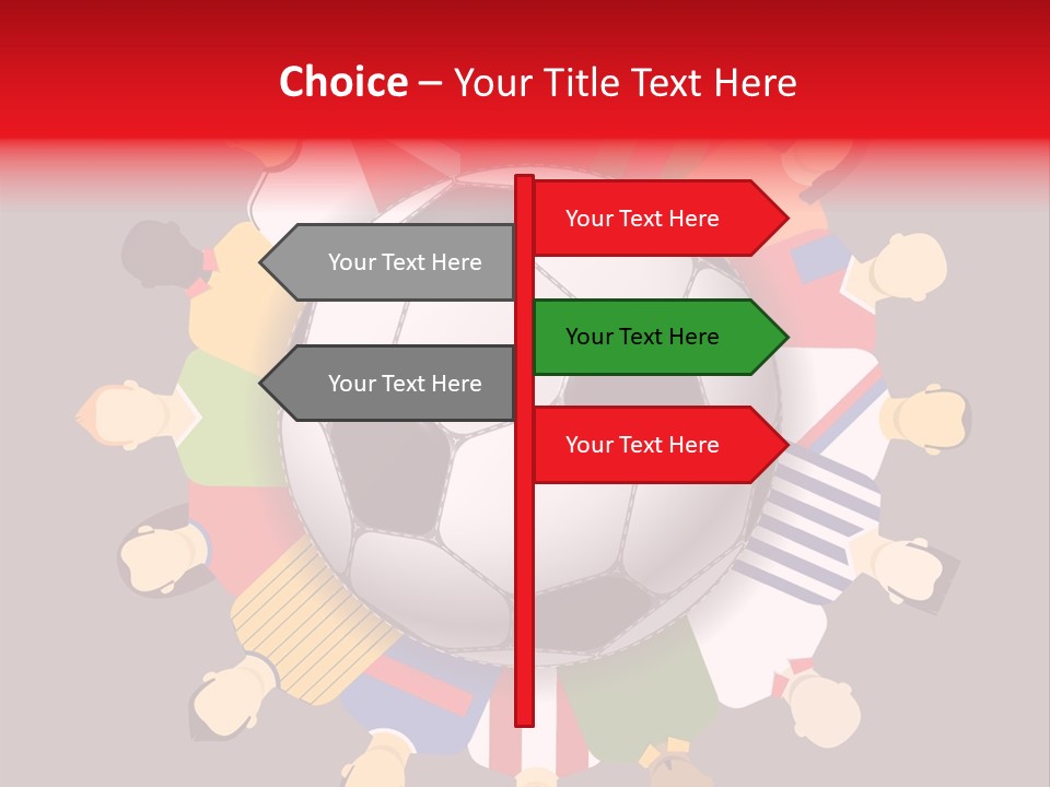 A Group Of People Standing Around A Soccer Ball PowerPoint Template