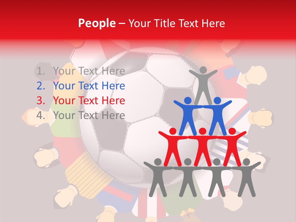 A Group Of People Standing Around A Soccer Ball PowerPoint Template