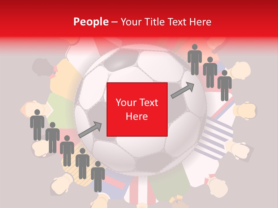 A Group Of People Standing Around A Soccer Ball PowerPoint Template