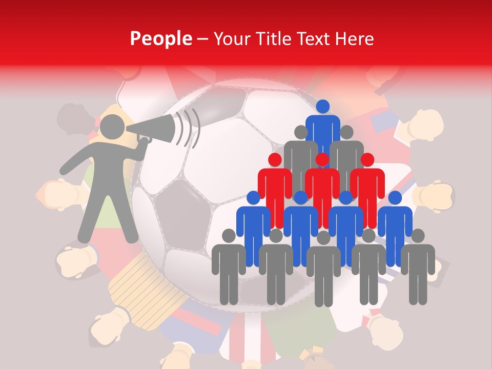 A Group Of People Standing Around A Soccer Ball PowerPoint Template