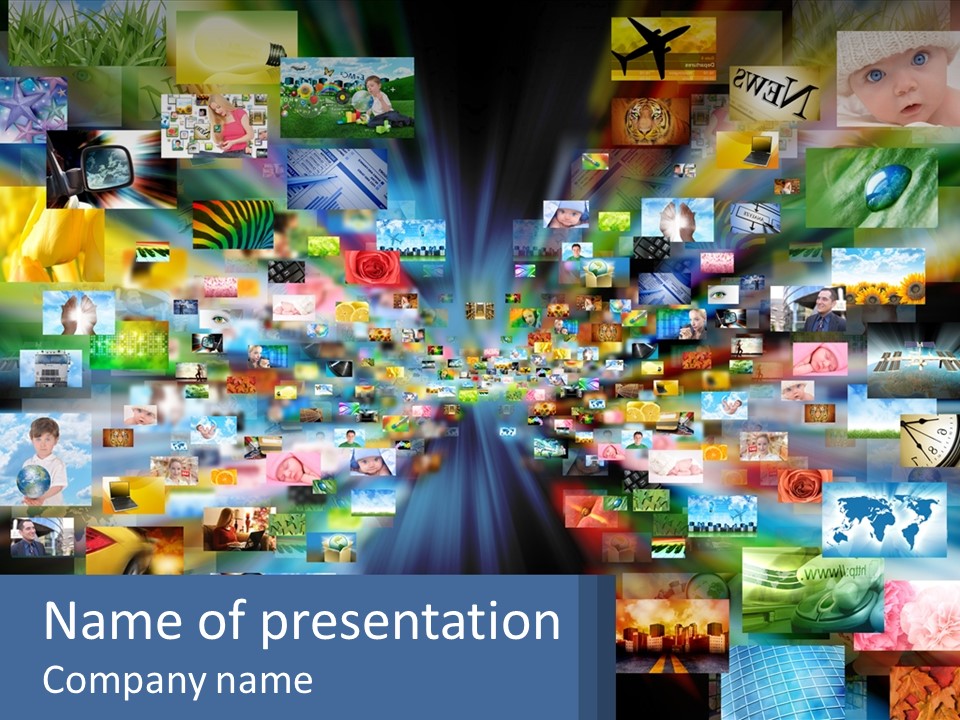 A Collage Of Pictures With A Blue Background PowerPoint Template