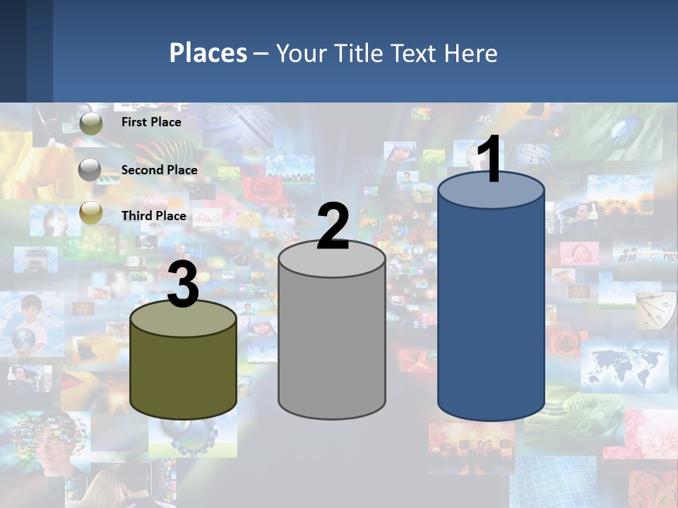 A Collage Of Pictures With A Blue Background PowerPoint Template