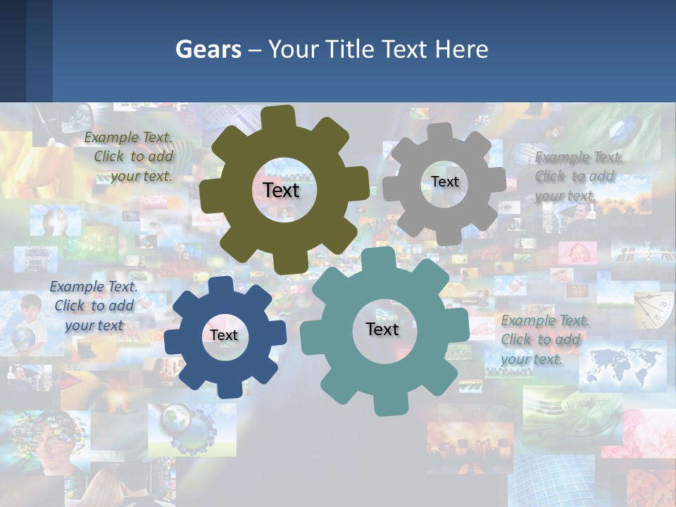 A Collage Of Pictures With A Blue Background PowerPoint Template