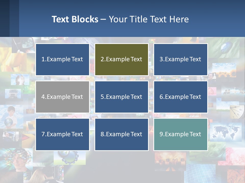 A Collage Of Pictures With A Blue Background PowerPoint Template