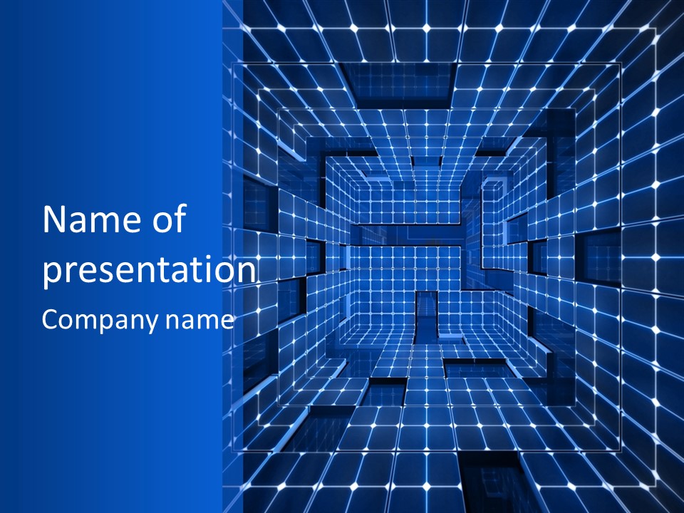 A Blue Abstract Background With Squares And Lines PowerPoint Template