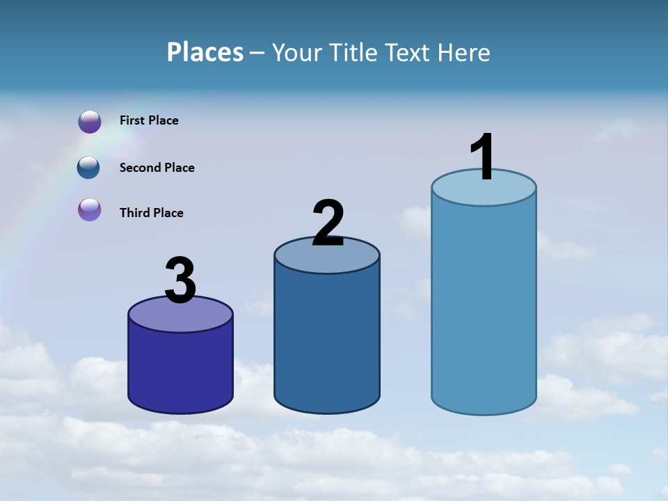 A Rainbow In A Blue Sky With Clouds PowerPoint Template