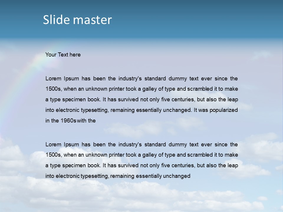 A Rainbow In A Blue Sky With Clouds PowerPoint Template