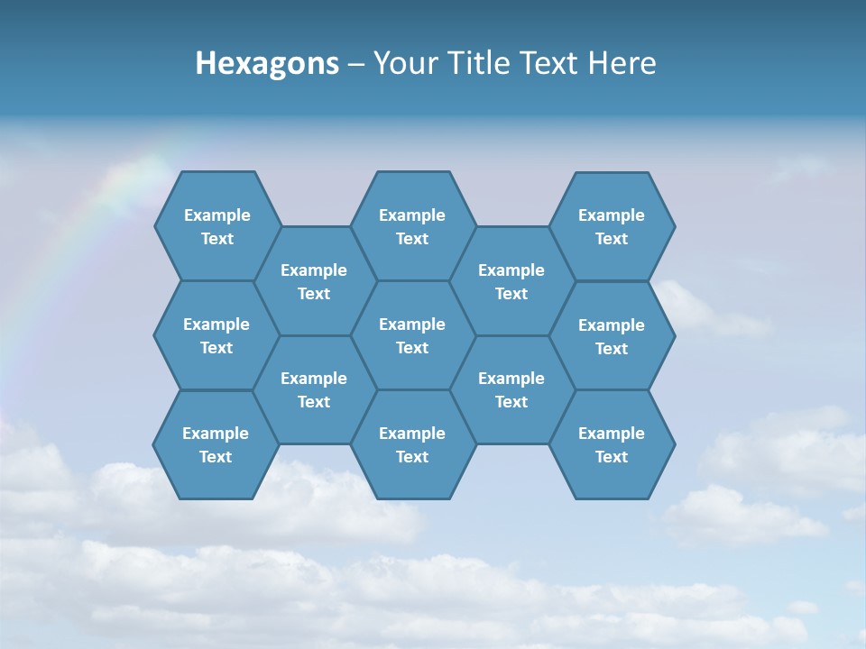 A Rainbow In A Blue Sky With Clouds PowerPoint Template