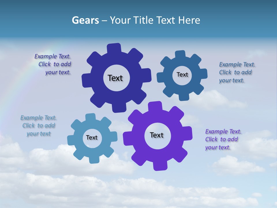 A Rainbow In A Blue Sky With Clouds PowerPoint Template