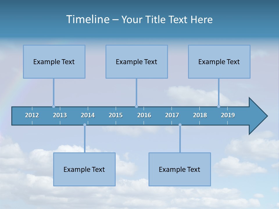 A Rainbow In A Blue Sky With Clouds PowerPoint Template