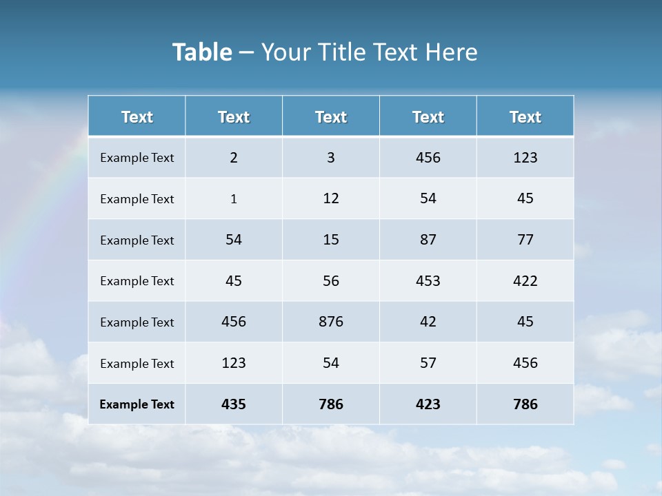 A Rainbow In A Blue Sky With Clouds PowerPoint Template